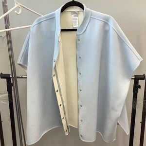Chico's Soft reversible Blue/cream Cape with Snap Closure